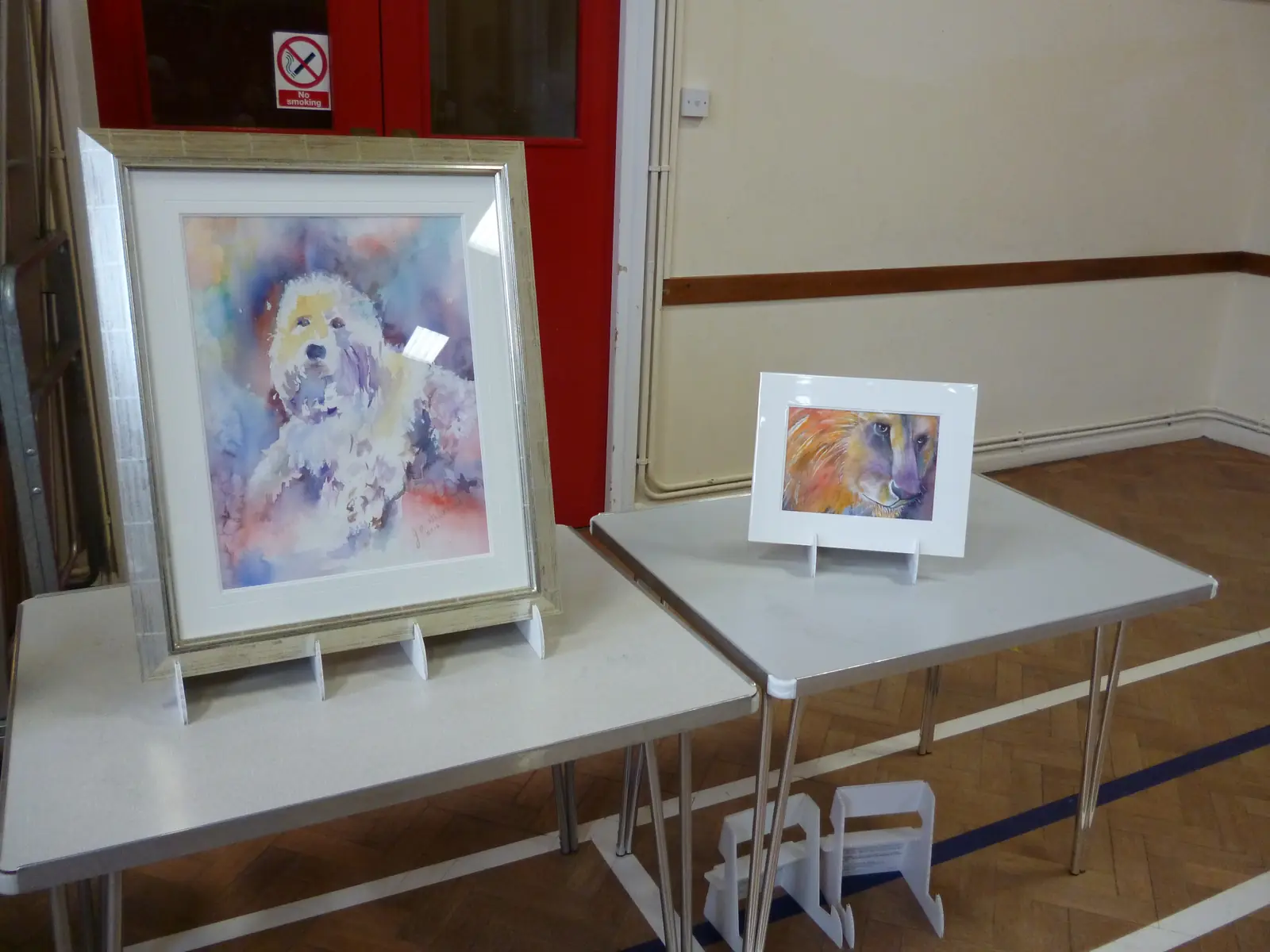 Members' work, framed and set out